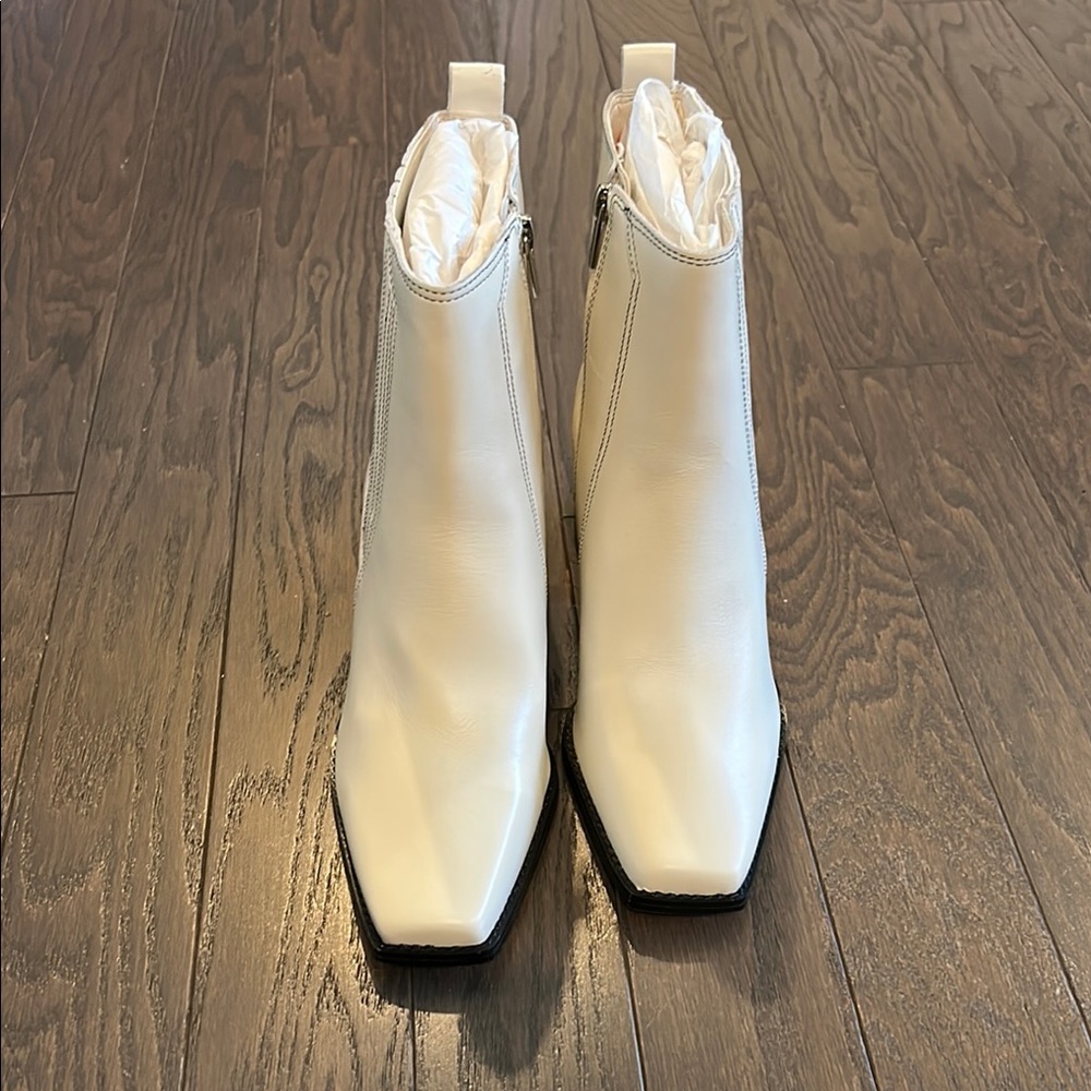 Vince Camuto Cream Ankle Booties with Square Toe